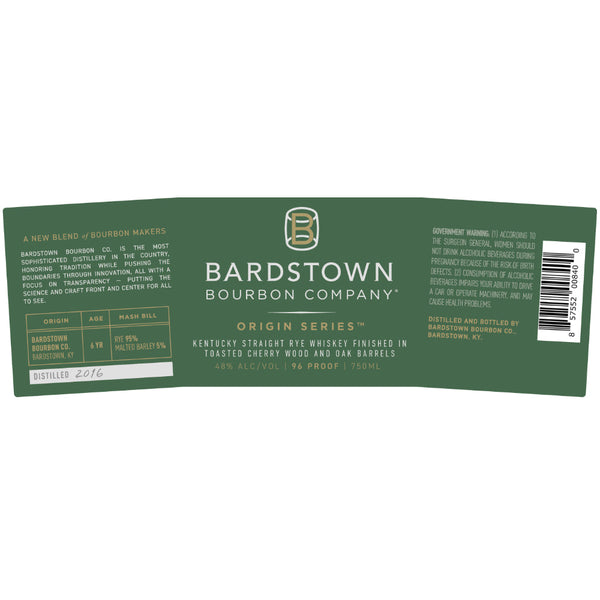 Bardstown Bourbon Origin Series Rye Finished in Toasted Cherry and Oak