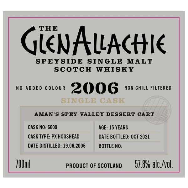 GlenAllachie 15 Year Old 2006 PX Hogshead Single Cask #6609