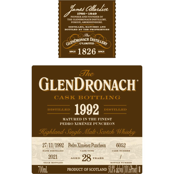 GlenDronach 28 Year Old 1992 Single Cask #6052