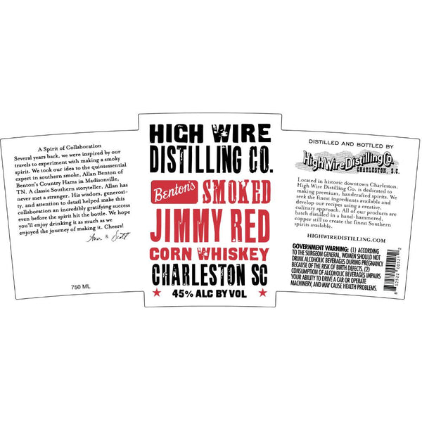 High Wire Benton’s Smoked Jimmy Red Corn Whiskey