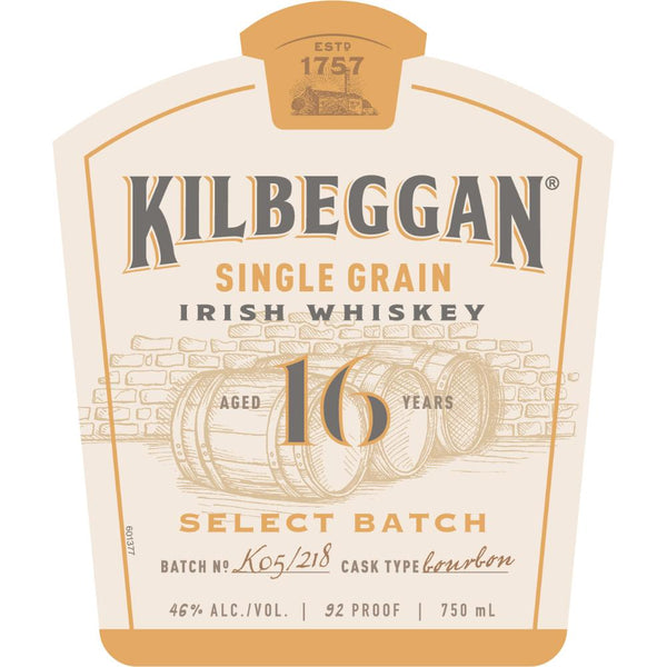 Kilbeggan Single Grain 16 Year Old Irish Whiskey