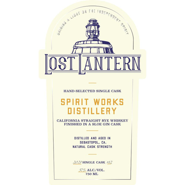 Lost Lantern Spirit Works Sloe Gin Cask Finished Straight Rye