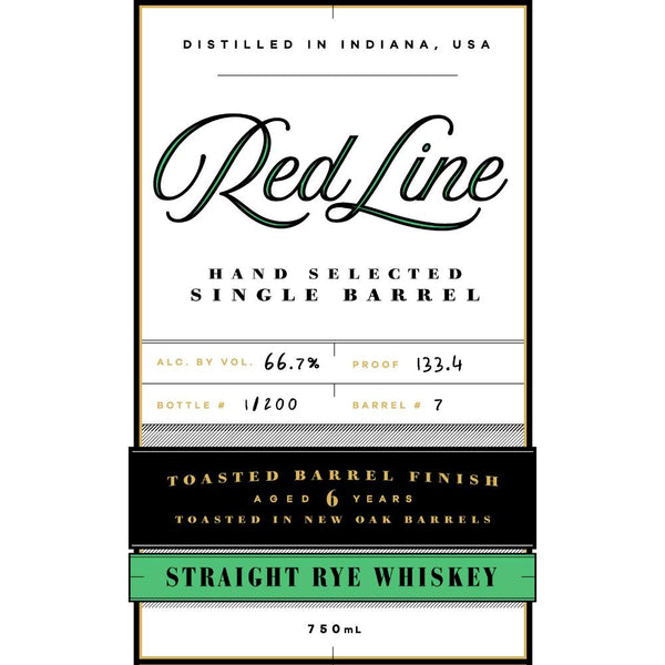 Red Line Toasted Barrel Finish Rye Aged 6 Years