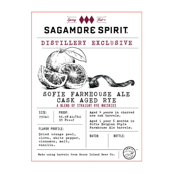 Sagamore Spirit Distillery Exclusive Sofie Farmhouse Ale Cask Aged Rye