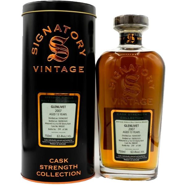 Signatory Cask Strength 2007 Glenlivet 13 Year Speyside Single Malt Scotch Whisky