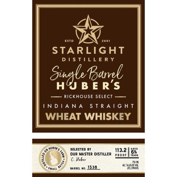 Starlight Huber's Indiana Straight Wheat Whiskey